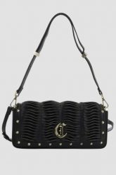 JUST CAVALLI Czarna torebka Gothic Woving. Czarne kopertówki damskie Just Cavalli, bez wzorów, ze skóry ekologicznej, bez dodatków. W wyprzedaży za 499.99 zł.