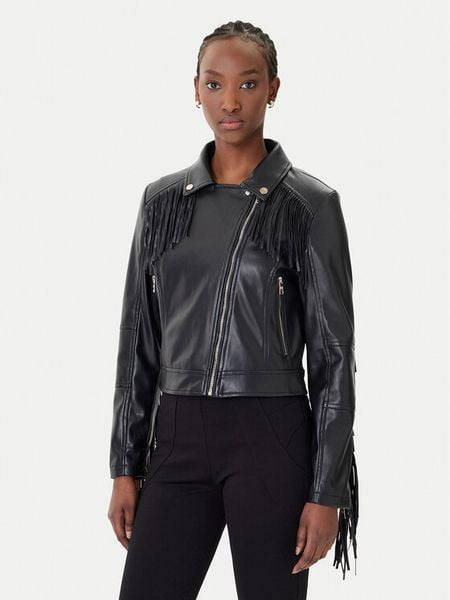 Rinascimento Kurtka z imitacji skóry CFC0124662003 Czarny Regular Fit. Czarne kurtki damskie Rinascimento, m, bez wzorów, ze skóry, bez kaptura. Za 378.99 zł.
