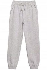 SPODNIE DRESOWE DZIEWCZĘCE JOGGERY 4F F1189 SZARE. Szare spodnie sportowe dla dziewczynek 4f, bez wzorów, z dresówki. Za 49.90 zł.