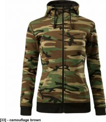 MALFINI Camo Zipper C20 - ADLER - Bluza damska, 300 g/m, 65% bawełna, 35% poliester - camouflage brown S. Brązowe bluzy damskie Malfini, m, bez wzorów, z bawełny, bez kaptura. Za 108.22 zł.