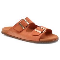 Pomarańczowe Klapki Hee Stylowe Obuwie Damskie. Brązowe klapki damskie Hee, bez wzorów, z zamszu, eleganckie, bez obcasa. Za 309.00 zł.