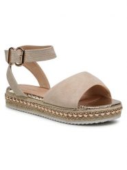 DeeZee Espadryle WS210402-01 Beżowy. Brązowe sandały damskie DeeZee, bez wzorów, z materiału, bez obcasa, bez zapięcia. Za 53.99 zł.