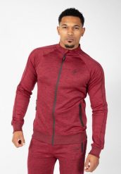 Bluza fitness męska Gorilla Wear Wenden Track Jacket. Czerwone bluzy męskie GORILLA WEAR, l, bez wzorów, z dresówki, bez kaptura. Za 285.85 zł.