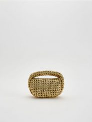 Pleciona torebka hobo - złoty. Żółte torebki do ręki damskie Reserved, bez wzorów, bez dodatków. Za 179.99 zł.