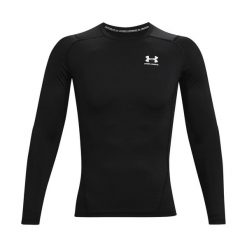 Męska Koszulka Termoaktywna Z Długim Rękawem HeatGear. Czarne koszulki sportowe męskie Under Armour, m, bez wzorów, bez kołnierzyka, bez ramiączek, trekkingowe. Za 259.99 zł.