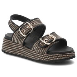 Sandały damskie Artiker, cholewka z materiału tekstylnego pasek wokół pięty z regulacją na rzep, brązowe, 58C1741. Brązowe klapki damskie Artiker, bez wzorów, bez obcasa, na koturnie, bez zapięcia. Za 179.00 zł.