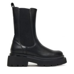 Sztyblety REPLAY. Czarne botki damskie Replay, bez obcasa, na płaskiej podeszwie, bez zapięcia. Za 499.99 zł.