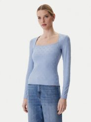 Guess Bluzka W6RP45 KA660 Niebieski Regular Fit. Niebieskie bluzki damskie Guess, xl, z aplikacjami, z syntetyku, bez kołnierzyka, bez ramiączek. Za 269.99 zł.