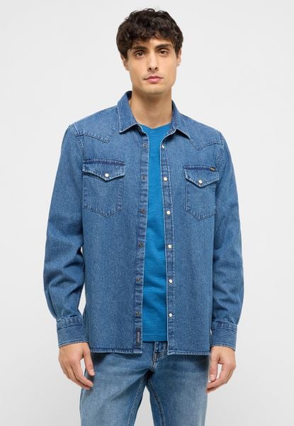 Męska Koszula Jeansowa Mustang Style Duver Denim Blue 1017538 5000 500. Niebieskie koszule męskie Mustang, m, bez wzorów, z denimu, bez kołnierzyka, bez ramiączek. Za 139.99 zł.
