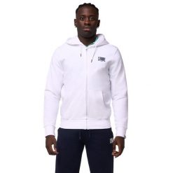 Bluza z bawełna z kaptur na siłownia na czas wolny. Białe bluzy męskie LEONE 1947 APPAREL, bez wzorów, z bawełny, bez kaptura. W wyprzedaży za 181.87 zł.
