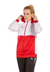 Kurtka treningowa z kapturem dla kobiet Erima Six Wings. Białe kurtki sportowe damskie Erima, bez wzorów, z bawełny, z kapturem, do piłki ręcznej. Za 252.50 zł.