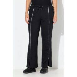 Damskie Spodnie dresowe lamówki proste nogawki elastyczny pas. Czarne spodnie dresowe damskie Ulla Popken, plus size, bez wzorów, z bawełny. W wyprzedaży za 159.99 zł.