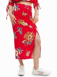 Desigual Spódnica ołówkowa Crimea 23SWFW22 Czerwony Slim Fit. Czerwone spódnice damskie Desigual, s, bez wzorów, z wiskozy, ołówkowe. Za 429.99 zł.