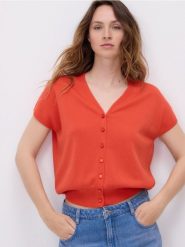 Kardigan z lyocellem - czerwony. Czerwone kardigany damskie Reserved, l, bez wzorów, z dzianiny. Za 99.99 zł.