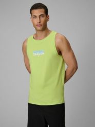 4F Koszulka bez rękawów regular z nadrukiem męska - zielona XXL. Zielone t-shirty męskie 4f, na lato, m, bez wzorów, z bawełny, klasyczne, bez kołnierzyka. Za 59.99 zł.