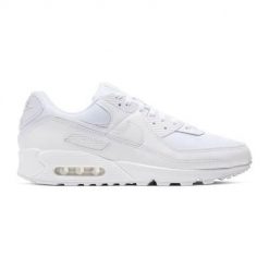 Buty do chodzenia męskie Nike Air Max 90. Białe eleganckie półbuty Nike, z materiału, eleganckie, bez zapięcia. Za 741.00 zł.