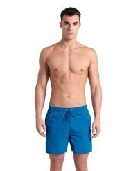 Spodenki szorty męskie krótkie plażowe Arena Solid Boxer. Niebieskie kąpielówki męskie Arena, m, z aplikacjami, z materiału, na fitness i siłownię. Za 121.98 zł.