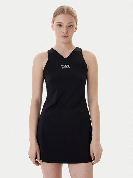 EA7 Emporio Armani Sukienka tenisowa 7W000317 AF14524 UC001 Czarny Regular Fit. Czarne koszulki sportowe damskie EA7 Emporio Armani, xs, bez wzorów, z syntetyku, bez kołnierzyka, bez ramiączek, tenisowe. Za 499.99 zł.
