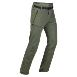Spodnie turystyczne męskie Quechua SH500 Warm. Zielone spodnie sportowe męskie QUECHUA, na zimę, l, bez wzorów, z elastanu, trekkingowe. Za 199.99 zł.
