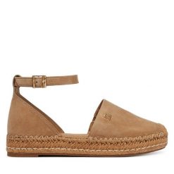 Espadryle Tommy Hilfiger. Brązowe espadryle damskie Tommy Hilfiger, bez wzorów, bez obcasa, bez zapięcia. Za 409.99 zł.