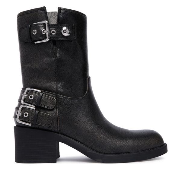 Botki Guess. Czarne botki damskie Guess, bez obcasa, na słupku, bez zapięcia. Za 764.99 zł.
