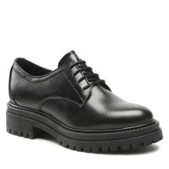 Oxfordy Geox. Czarne półbuty damskie Geox, bez wzorów, bez obcasa, bez zapięcia. Za 289.99 zł.