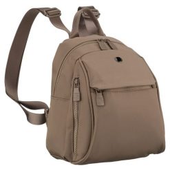 Mały, beżowy plecak damski wykonany z poliestru - Peterson. Brązowe plecaki damskie Peterson, bez wzorów, biznesowe. Za 89.99 zł.