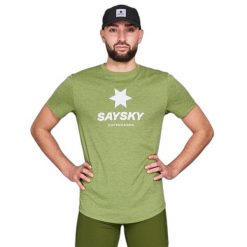 Koszulka Saysky Combat Logo. Zielone koszulki sportowe męskie SAYSKY, m, bez wzorów, bez kołnierzyka, bez ramiączek, do biegania. Za 250.95 zł.