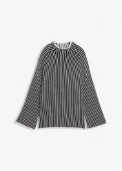 Sweter z golfem z mieszanki wiskozy. Czarne swetry damskie bonprix, bez wzorów, z dzianiny, bez kołnierzyka, bez ramiączek, bez kaptura. Za 127.99 zł.