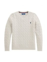 Polo Ralph Lauren Sweter 323702674024 Biały Regular Fit. Białe swetry dla chłopców Polo Ralph Lauren, bez wzorów, z bawełny, bez kołnierzyka, bez kaptura. Za 449.99 zł.