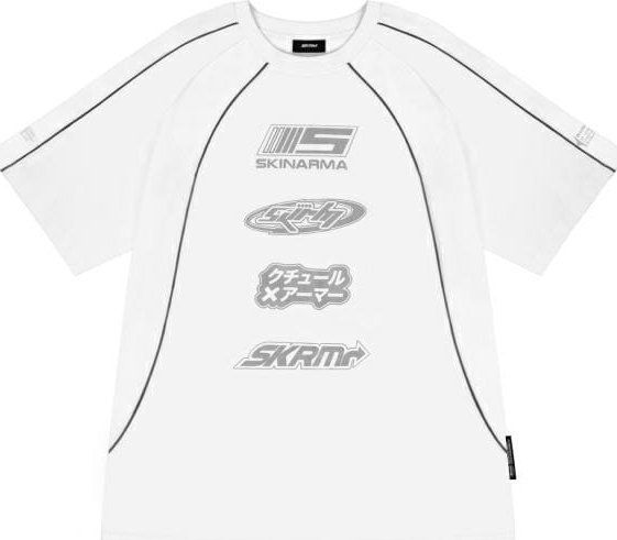 T-shirt Skinarma Delta L biały. Białe t-shirty męskie SKINARMA, l, bez wzorów, bez kołnierzyka. Za 245.75 zł.