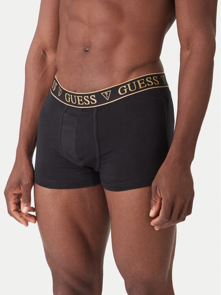 Guess Komplet bokserek U5BG64 KCD31 Czarny. Czarne bokserki męskie Guess, m, z aplikacjami, z bawełny. Za 279.99 zł.