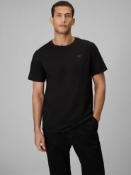 4F Чоловічий regular однотонний t-shirt - чорний XXL. T-shirty męskie 4f, xxl, bez wzorów, bez kołnierzyka. Za 599.90 zł.