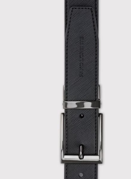 PAKO LORENTE - Dwustronny skórzany pasek męski. Czarne paski damskie Pako Lorente, bez wzorów, ze skóry. Za 199.99 zł.