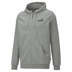 Męska rozpinana bluza z kapturem z małym logo Essentials PUMA. Czarne bluzy męskie Puma, m, bez wzorów, z kapturem. Za 275.00 zł.
