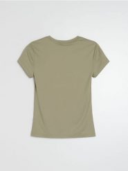 Gładka koszulka basic - zielony. Zielone t-shirty damskie Sinsay, l, bez wzorów, bez kołnierzyka. Za 19.99 zł.