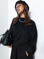 Bluza crewneck soft touch z dodatkiem wiskozy - czarny. Czarne bluzy damskie Sinsay, l, bez wzorów, z wiskozy, bez kaptura. Za 45.99 zł.