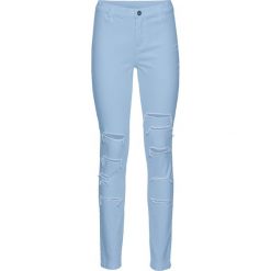Spodnie z przetarciami bonprix perłowy niebieski. Spodnie materiałowe damskie marki bonprix. Za 59.99 zł.