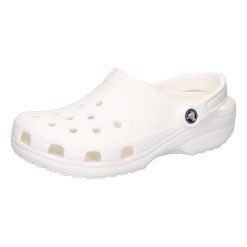 Buty do chodzenia unisex Crocs Classic Clog. Białe klapki damskie Crocs, bez wzorów, z materiału. Za 293.00 zł.