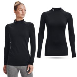 Koszulka termiczna damska Under Armour ColdGear Authentics golf. Białe bluzy sportowe damskie Under Armour, m, bez wzorów, sportowe, bez kołnierzyka. Za 169.99 zł.