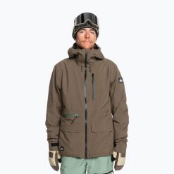 Kurtka snowboardowa męska Quiksilver Quest Stretch 20K. Brązowe kurtki snowboardowe męskie Quiksilver, m, bez wzorów, z materiału, bez kaptura, snowboardowy. Za 1,059.00 zł.