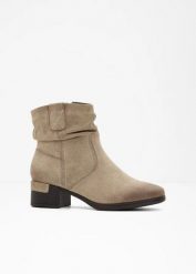 Kowbojki Jana, wygodna tęgość. Brązowe botki damskie bonprix, bez obcasa, bez zapięcia. Za 249.99 zł.