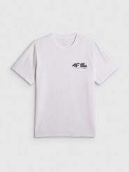 4F T-shirt regular gładki męski - biały M. Białe t-shirty męskie 4f, m, bez wzorów, z dresówki, klasyczne, bez kołnierzyka. Za 69.99 zł.