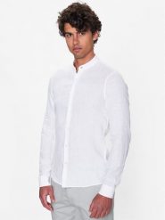 Calvin Klein Koszula K10K109511 Biały Slim Fit. Białe koszule męskie Calvin Klein, m, bez wzorów, ze lnu, bez kołnierzyka, bez ramiączek. Za 279.99 zł.