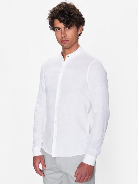 Calvin Klein Koszula K10K109511 Biały Slim Fit. Białe koszule męskie Calvin Klein, m, bez wzorów, ze lnu, bez kołnierzyka, bez ramiączek. Za 239.99 zł.
