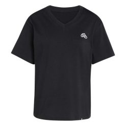 Koszulka damska ADIDAS SLIDE VNECK S. Czarne koszulki sportowe damskie Adidas, l, bez wzorów, z bawełny, bez kołnierzyka, bez ramiączek, na fitness i siłownię. Za 109.00 zł.