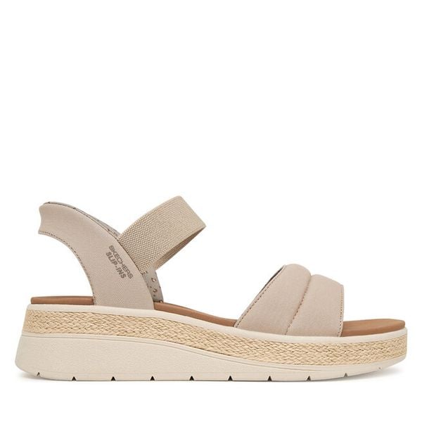 Sandały Skechers. Brązowe sandały damskie Skechers, bez wzorów, bez obcasa, na płaskiej podeszwie, bez zapięcia. Za 289.99 zł.