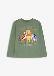 Bluzka Winnie The Pooh z długim rękawem, czystej bawełny. Zielone koszule dla chłopców bonprix, bez wzorów, z bawełny, bez kołnierzyka, bez ramiączek. Za 64.99 zł.