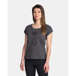 Damski bawełniany t-shirt Kilpi ROANE-W. Szare koszulki sportowe damskie Kilpi, s, bez wzorów, z bawełny, bez kołnierzyka, bez ramiączek, trekkingowe. Za 60.57 zł.