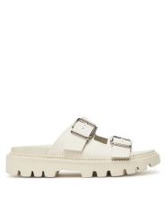 Tommy Jeans Klapki Tjw Double Strap Sandal EN0EN02753 Biały. Białe klapki damskie Tommy Jeans, bez wzorów, z jeansu, bez obcasa. Za 239.99 zł.